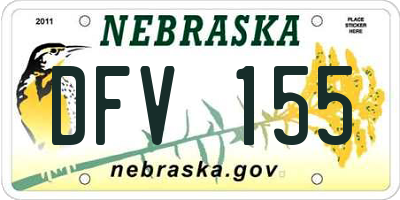 NE license plate DFV155