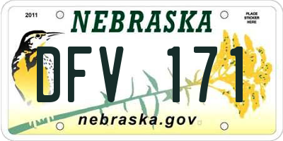 NE license plate DFV171