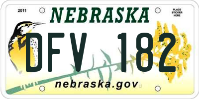 NE license plate DFV182