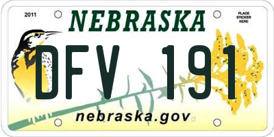 NE license plate DFV191