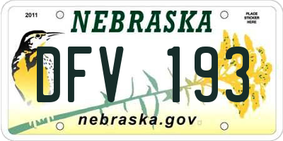 NE license plate DFV193