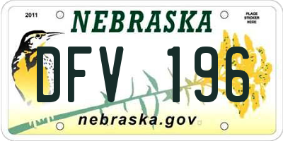 NE license plate DFV196