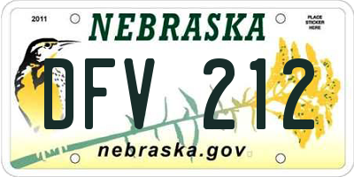 NE license plate DFV212