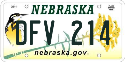 NE license plate DFV214