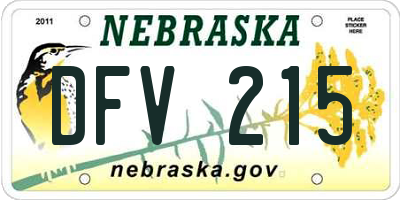 NE license plate DFV215