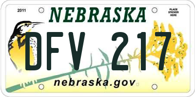 NE license plate DFV217