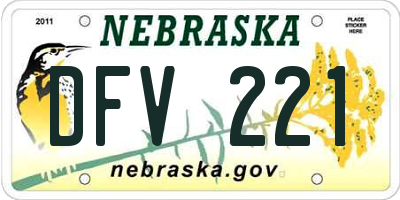 NE license plate DFV221