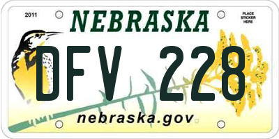 NE license plate DFV228