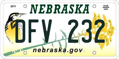 NE license plate DFV232