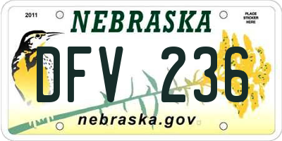 NE license plate DFV236