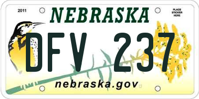 NE license plate DFV237