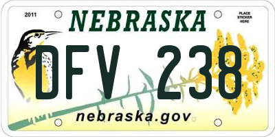 NE license plate DFV238