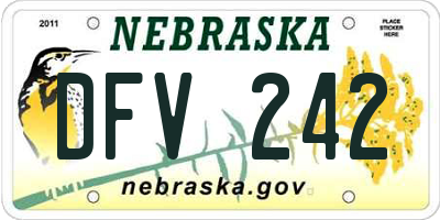 NE license plate DFV242
