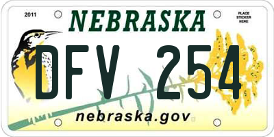 NE license plate DFV254