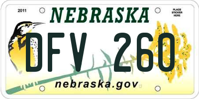 NE license plate DFV260