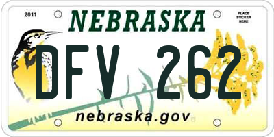 NE license plate DFV262