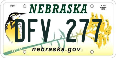 NE license plate DFV277