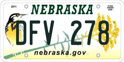 NE license plate DFV278