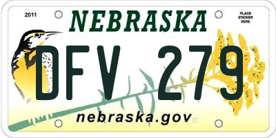 NE license plate DFV279
