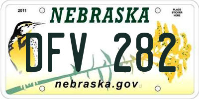NE license plate DFV282