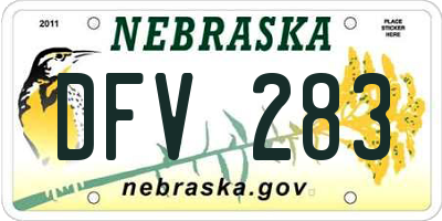 NE license plate DFV283