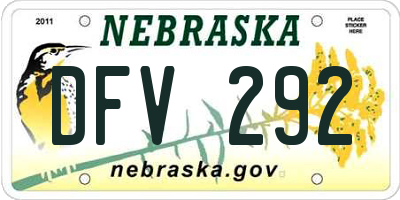 NE license plate DFV292