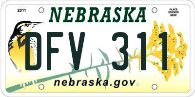NE license plate DFV311