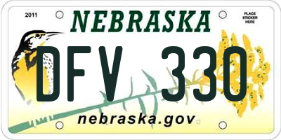 NE license plate DFV330