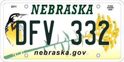 NE license plate DFV332