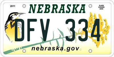 NE license plate DFV334