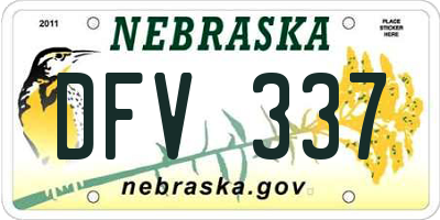 NE license plate DFV337