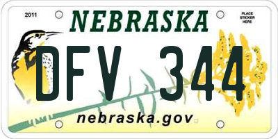 NE license plate DFV344