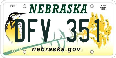 NE license plate DFV351