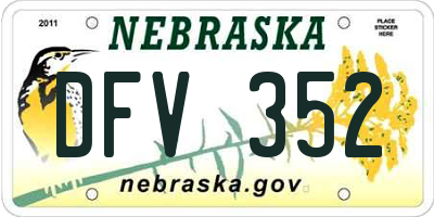 NE license plate DFV352