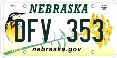 NE license plate DFV353