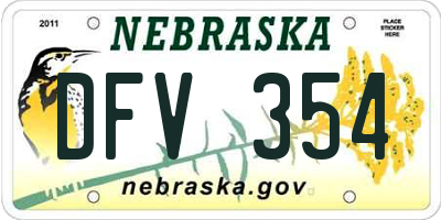 NE license plate DFV354