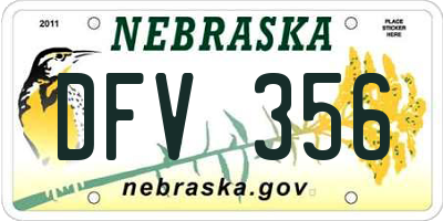 NE license plate DFV356