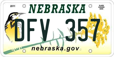 NE license plate DFV357