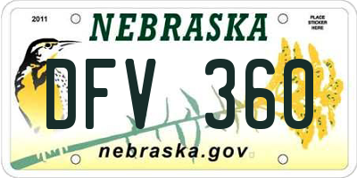 NE license plate DFV360