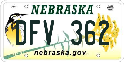 NE license plate DFV362