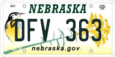 NE license plate DFV363
