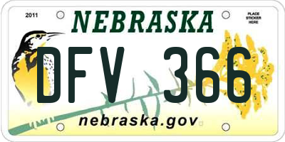 NE license plate DFV366