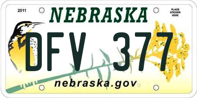 NE license plate DFV377