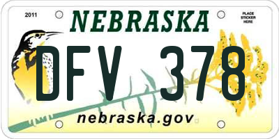 NE license plate DFV378