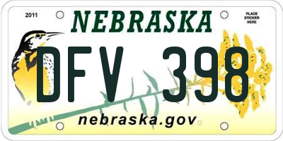 NE license plate DFV398