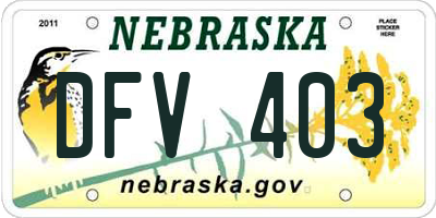 NE license plate DFV403