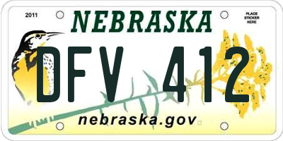 NE license plate DFV412