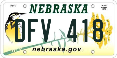 NE license plate DFV418