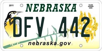 NE license plate DFV442