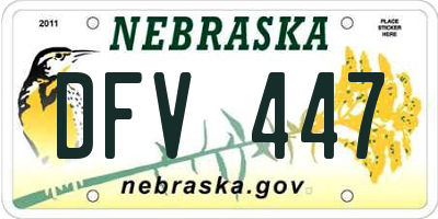 NE license plate DFV447